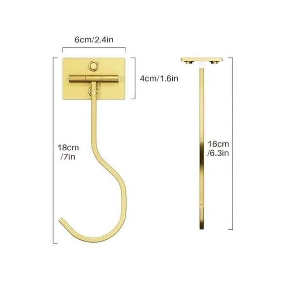 Folding Banana Hanger Hook - Banana Holder Under Cabinet, Self 2 Pack Gold - Picture 7 of 12